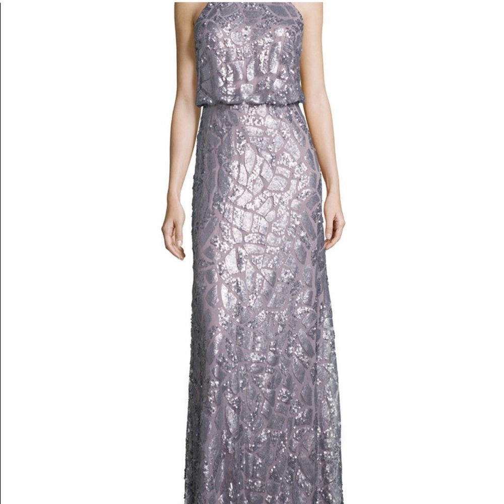 Donna Morgan Elegant Sequin Halter Gown